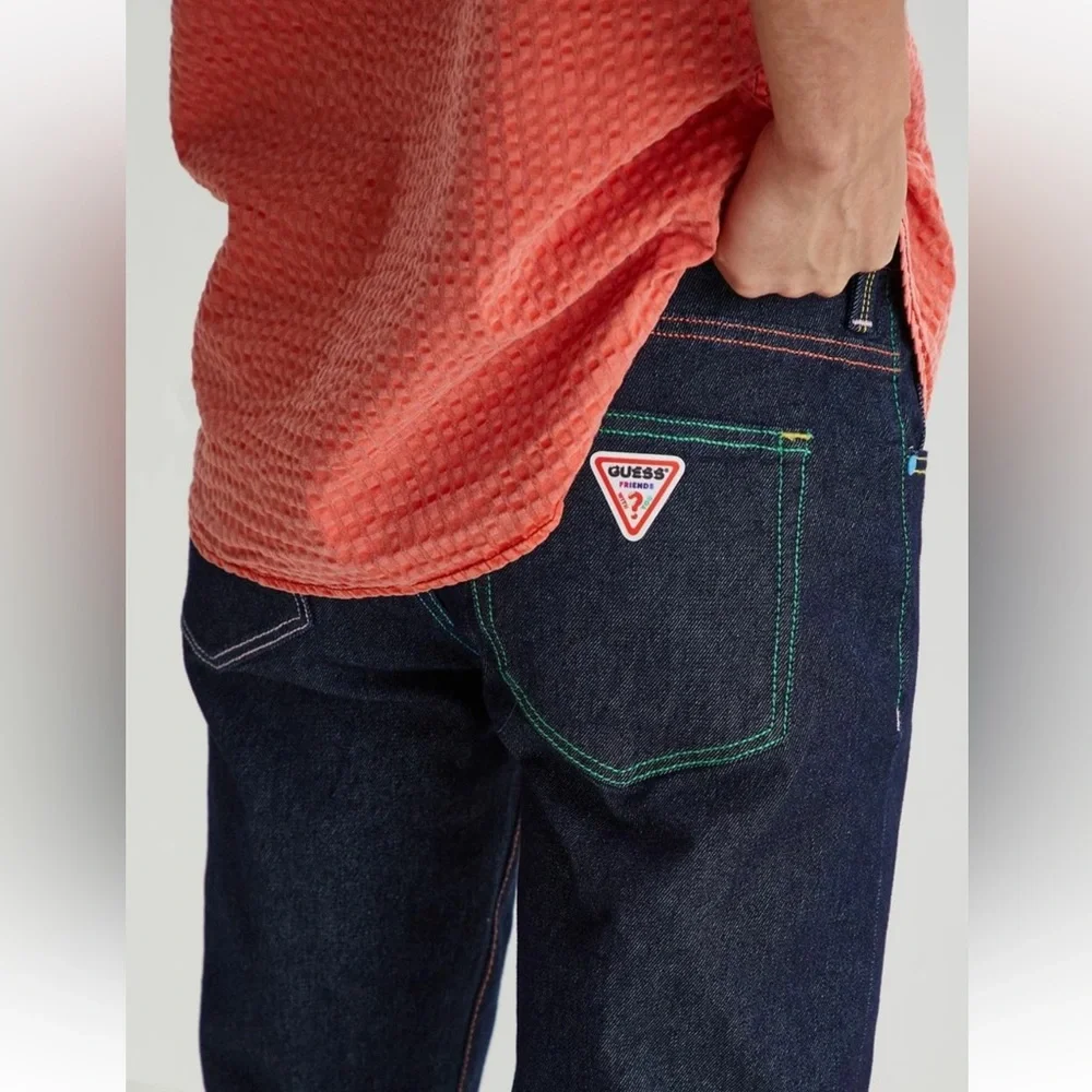 GUESS ORIGINALS X FriendsWithYou Jeans Slim Straight RAINBOW STITCHING
